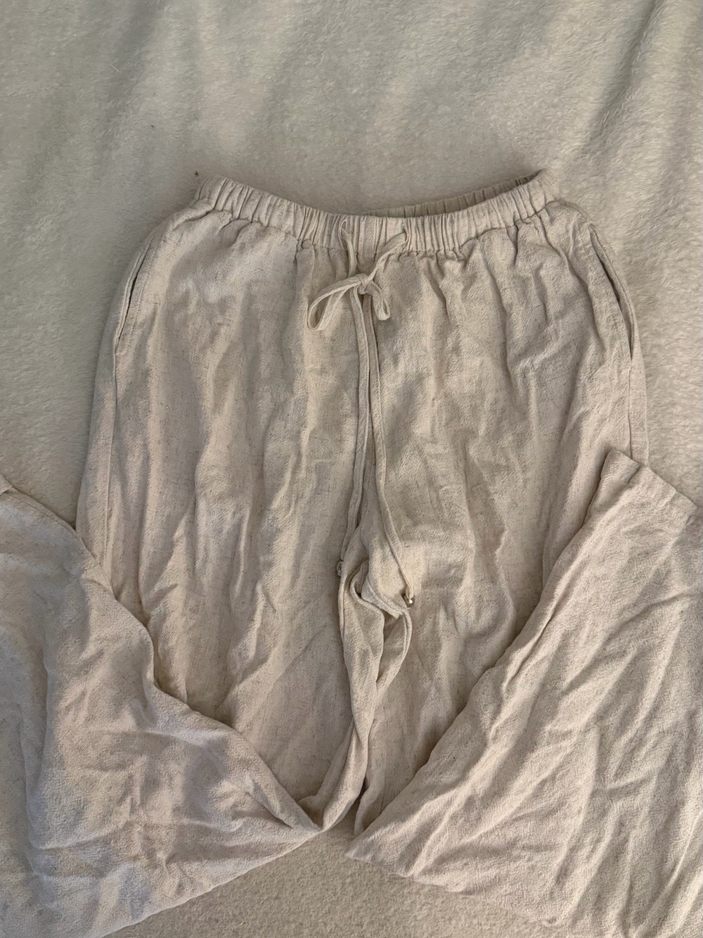 Women's Relaxed Cream Linen Pants